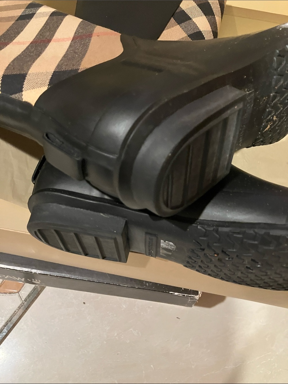 Burberry Black & Beige Classic Check Tall Rain Boots - Picture 5 of 14